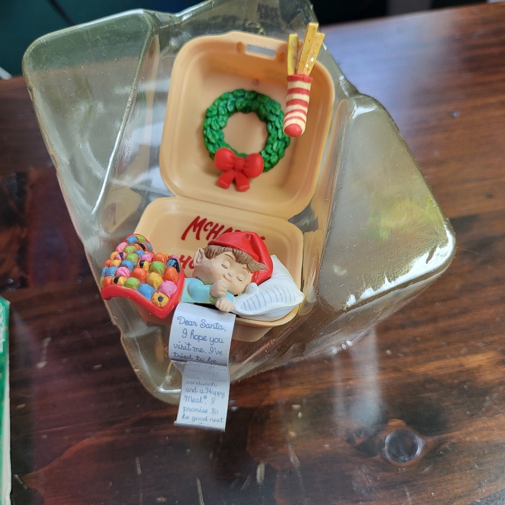 Enesco 1990 Mcdonalds McHappy Holidays Christmas Tree Ornament With Box